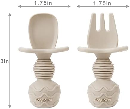 PandaEar Silicone Baby Feeding Set - 2 Plates 2 Cups 2 Spoons Forks