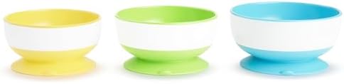 Munchkin Stay Put Suction Bowls 3 Pack Blue Green Yellow