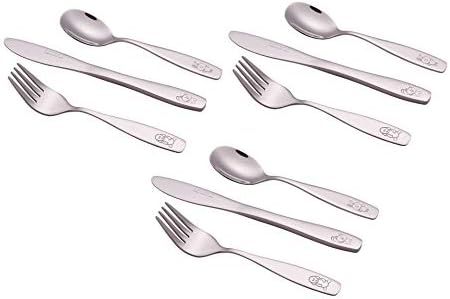 Exzact Kids 9pcs Flatware Set with Animal Engraving