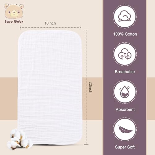 Ease Cubs Muslin Burp Cloths Large 100 Cotton