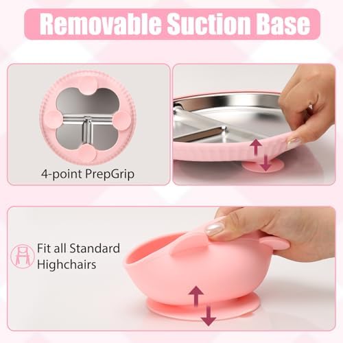 MISSLILI 4-Pack Stainless Steel Plates Bowls Set