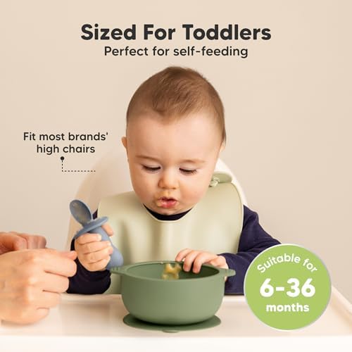 KeaBabies 2-Pack Suction Baby Bowls with Lids and Utensils Set 1