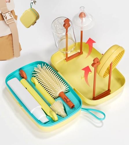 7-in-1 Baby Bottle Cleaning Kit with Storage Yellow