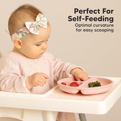 KeaBabies Suction Plates - 3-Pack BPA-Free Silicone Toddler Plates with PrepGrip Technology