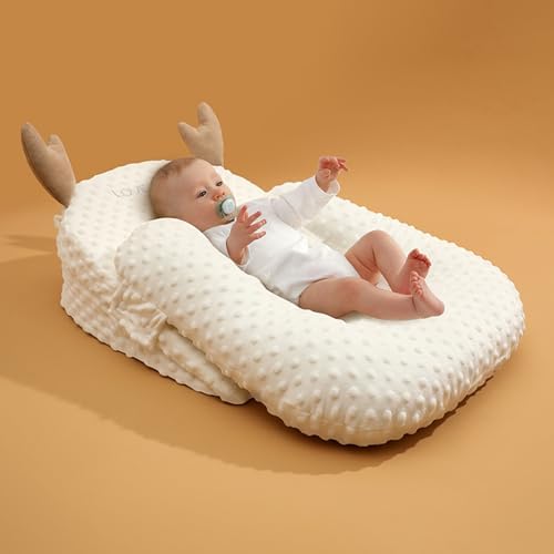 Anti Reflux Bassinet Lounger for Nursing Baby Pillow with Adjustable Slopes White
