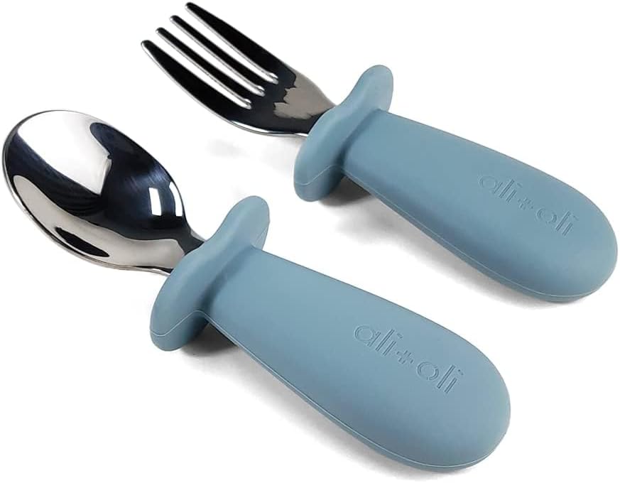 AliOli Toddler Spoon Fork Learning Set Powder Blue