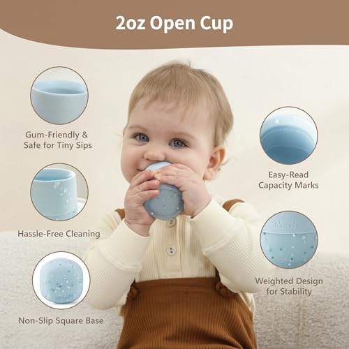 Moonkie Silicone Baby Cups 4 Months 2 oz 2 Pack Confetti