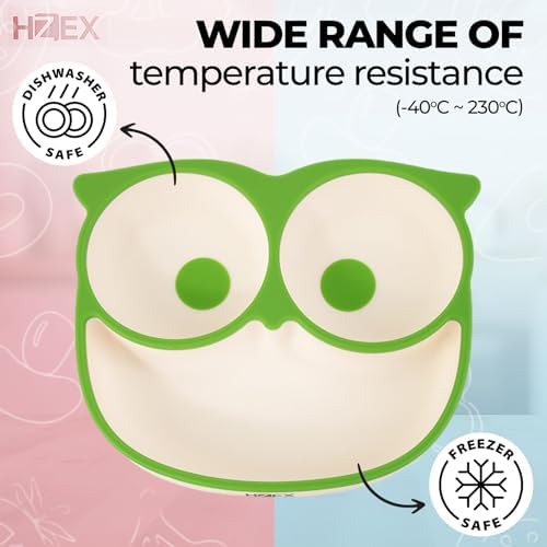 HZEX Owl Themed Silicone Feeding Set for Toddlers - 4 Piece
