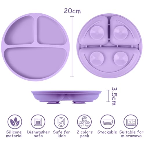 Vicloon Suction Plates for Baby 2 Pcs BPA Free