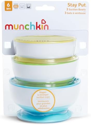 Munchkin Stay Put Suction Bowls 3 Pack Blue Green Yellow