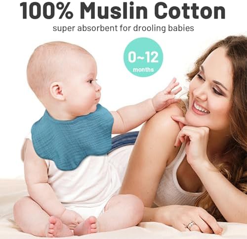 EllieHouse 10Pack Muslin Drool Bibs for Babies