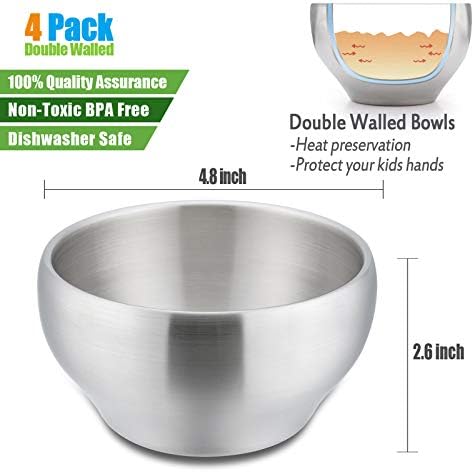 HaWare 12 oz Double Walled Stainless Steel Bowls 4 Pack 1