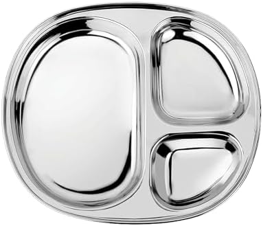 Ahimsa Stainless Steel Toddler Plates - BPA Free Non Toxic 3 Sections
