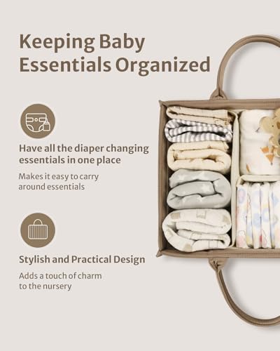 Blissful Diary Baby Diaper Caddy Organizer Mocha Brown