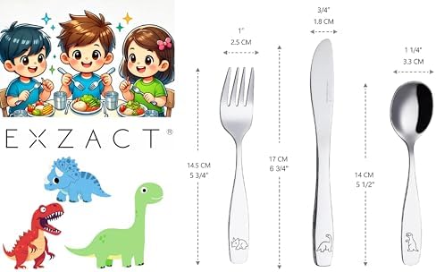 Exzact Kids Flatware Set 12pcs with Dinosaurs
