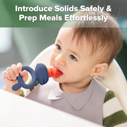 Haakaa Baby Food Feeder Freezer Nibble Tray Combo 4 Month Steel Blue