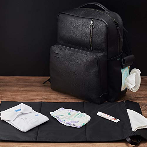 Capra Leather Black Diaper Bag Backpack