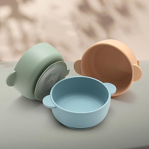 Eascrozn 3 Pack Baby Bowls with Suction Multicolor