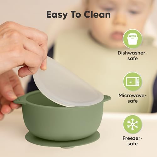 KeaBabies 2-Pack Suction Baby Bowls with Lids and Utensils Set 1