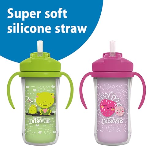 Dr Browns Milestones Insulated Sippy Cup 2-Pack Green Purple 10 oz