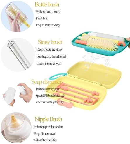 7-in-1 Baby Bottle Cleaning Kit with Storage Yellow