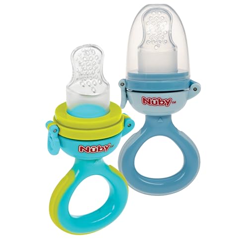 Nuby Babys First Food Feeder 2 Pack Aqua Blue