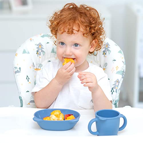 Blue Ginkgo Silicone Kids Bowls - Cute Bear Bowls for Baby and Toddlers