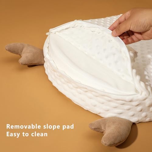 Anti Reflux Bassinet Lounger for Nursing Baby Pillow with Adjustable Slopes White