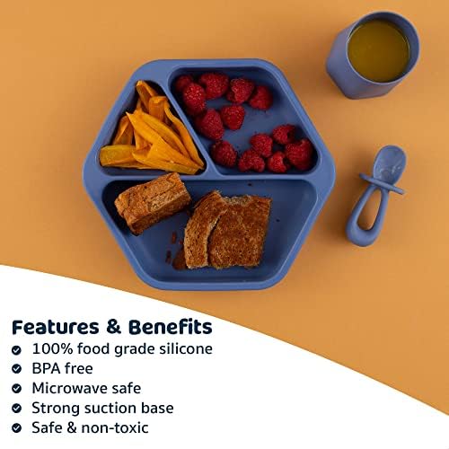 Tiny Twinkle Indigo Suction Baby Plate for Self-Feeding