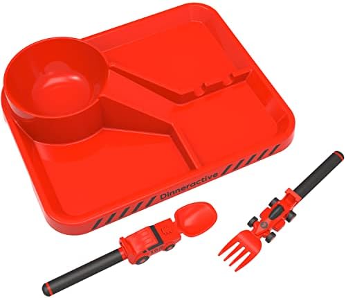 Dinneractive Kids 3PC Red Race Car Plates Set