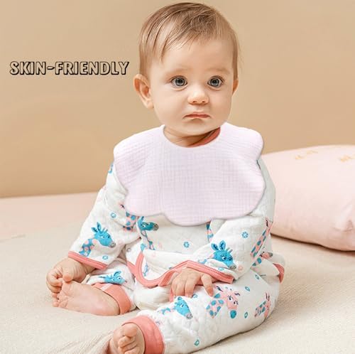 MUSBUY 12-Piece Baby Bibs Muslin Cotton Drooling Teething Bibs for Babies