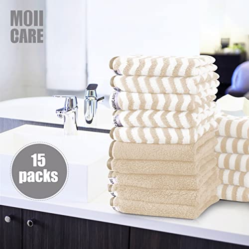 15 Pack Super Soft Baby Washcloths - 10x10 Brown