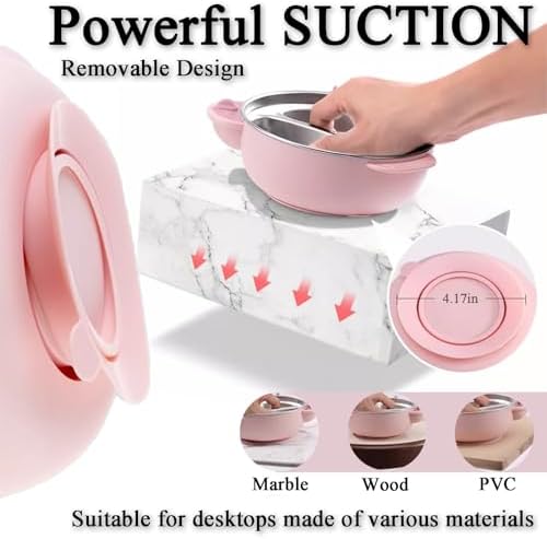 Qianliyer Cartoon Stainless Steel Baby Feeding Set Pink 1