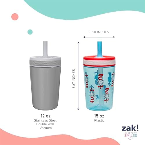 Zak Designs Dr Seuss Kelso Toddler Cups 15oz 2-Pack