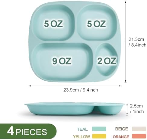 Shopwithgreen Bamboo Divided Plates Set of 4