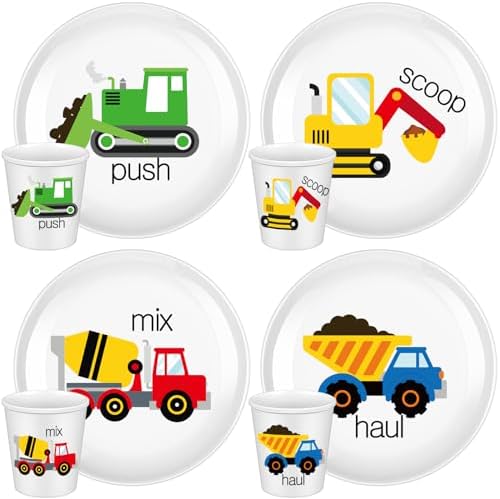 Yiyiring 4-Piece Construction Truck Dinnerware Set