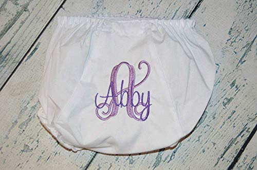 Personalized Baby Bloomer with Curly Initial Embroidery 1