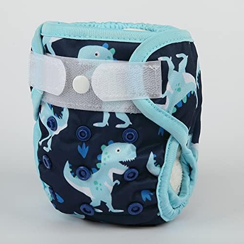 Newborn Baby Cloth Diaper Cover with Hook Loop Blue Dinosaurs