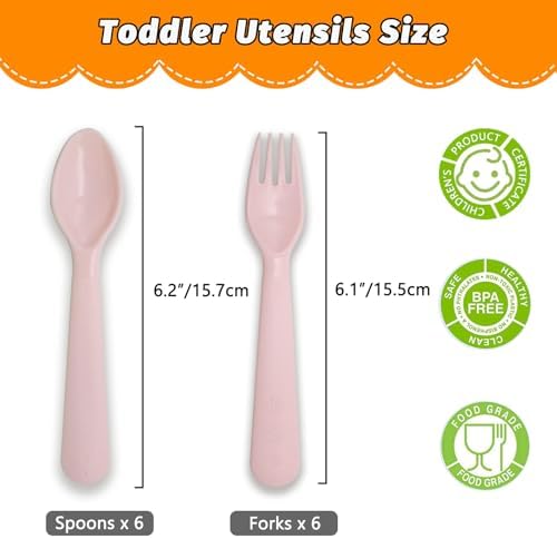12 Pcs BPA Free Toddler Utensils Set - Pink