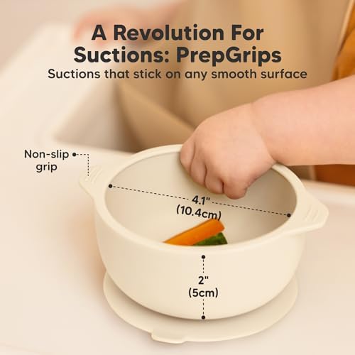 KeaBabies 2-Pack Suction Baby Bowls with Lids and Spoons Forks Set