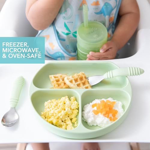 Bumkins Toddler Suction Plate for 6 Months and Up Sage