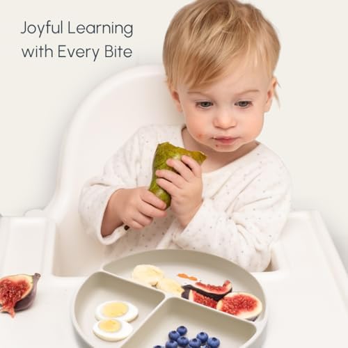 Silicone Plates with Suction - Baby Toddler Feeding Dish Beige - Dogs and Cats