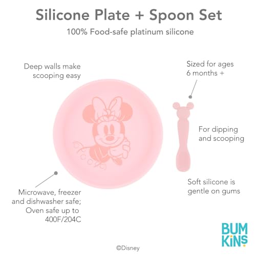 Disney Minnie Mouse Silicone Plate and Spoon Set for Babies and Kids