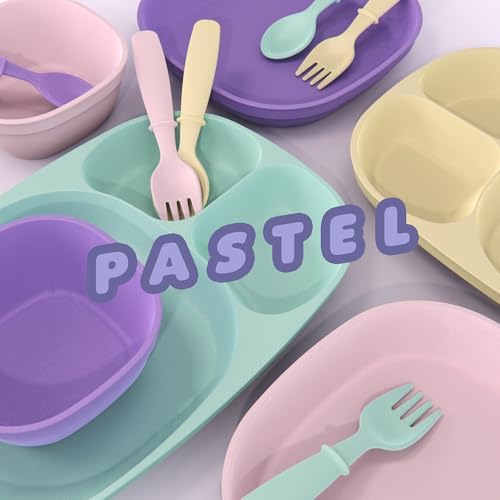 MightyMoe 24-Piece Kids Dinnerware Set - Pastel