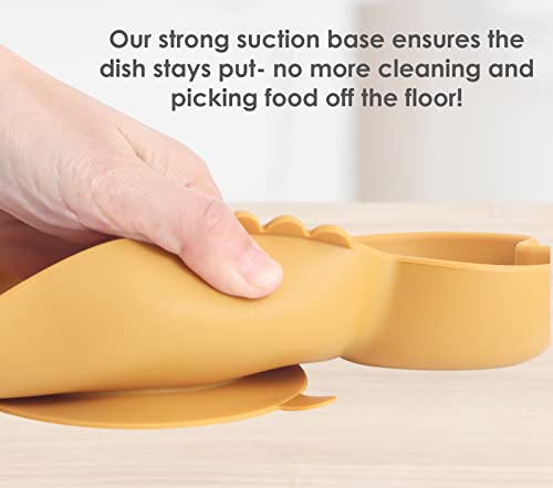 ROCCED Suction Plates Spoon Fork Set for Baby - Crab Yellow