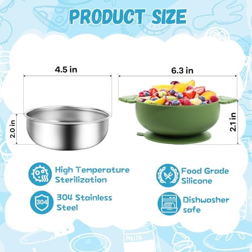Tikmos 6 Pack Baby Bowls with Suction