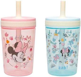 Zak Designs Disney Minnie Mouse 15oz Toddler Cups 2-Pack Durable Leak-Proof