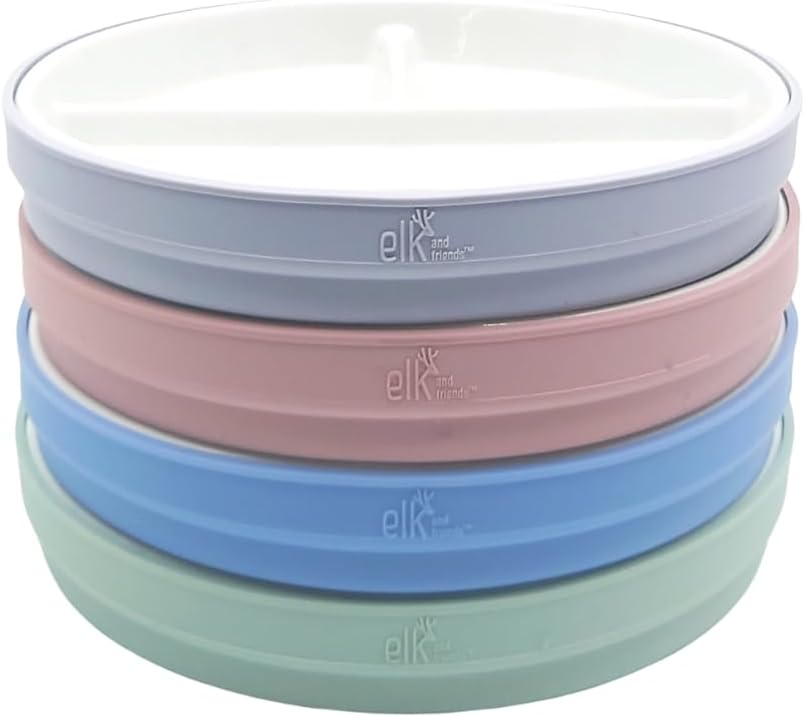Elk and Friends Porcelain Plates with Silicone Sleeves for Kids