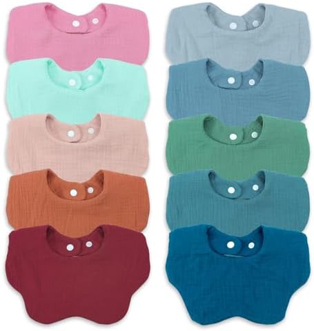 EllieHouse 10Pack Muslin Drool Bibs for Babies