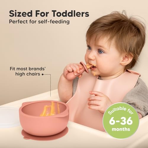 KeaBabies 2-Pack Suction Baby Bowls with Lids and Spoons Forks Set